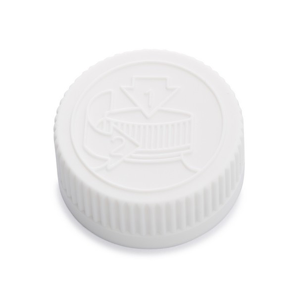 33-400 White PP Plastic Child-Resistant Capable Screw Top Caps with Pulp &amp; Vinyl Liner - X33-400CR