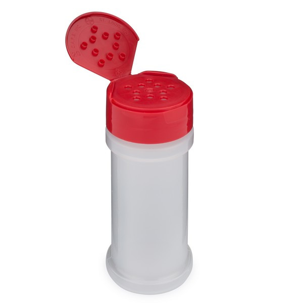 3 oz Natural PP Plastic Spice Jars (Red Flip &amp; Sift Cap) - 2302B34RED