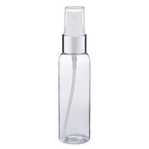 2 oz Clear PET Bullet Bottle &amp; Silver Fine Mist Sprayer - PR2AS
