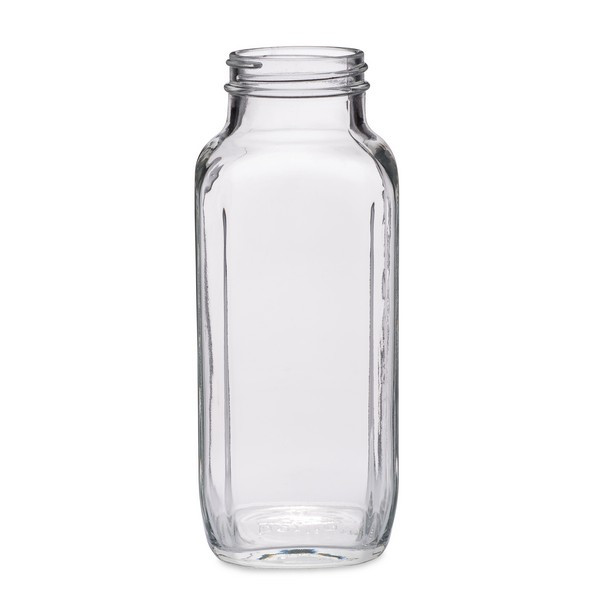 16 oz Clear Glass French Square Bottles (Cap Not Included) - 4225B11-B