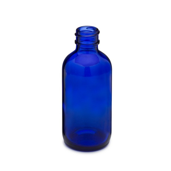 2 oz Cobalt Blue Glass Boston Round Bottles (Cap Not Included) - 4998B35-B
