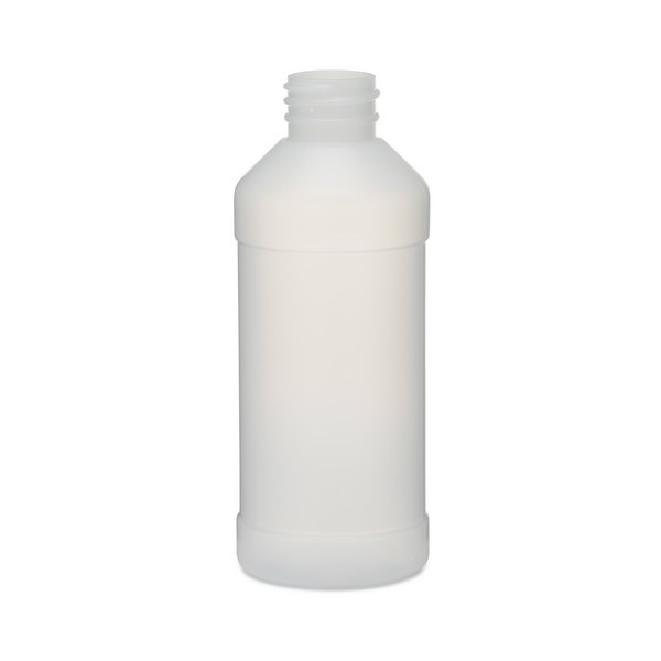 8 oz Natural HDPE Plastic Modern Round Bottles (Cap Not Included) - 35008-B