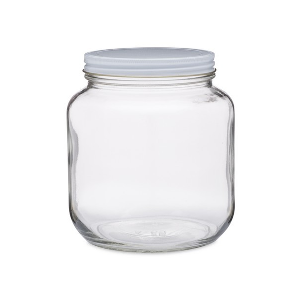 0.5 gal Clear Glass Jars (White Metal Cap) - C12GALW-METAL