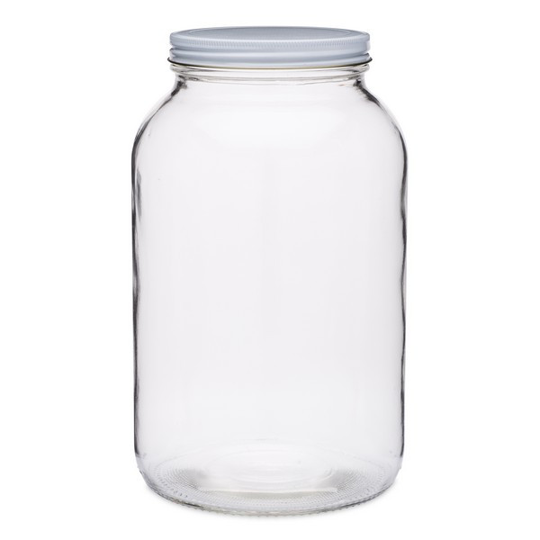 1 gal Clear Glass Jars (White Metal Cap) - CGALW-METAL
