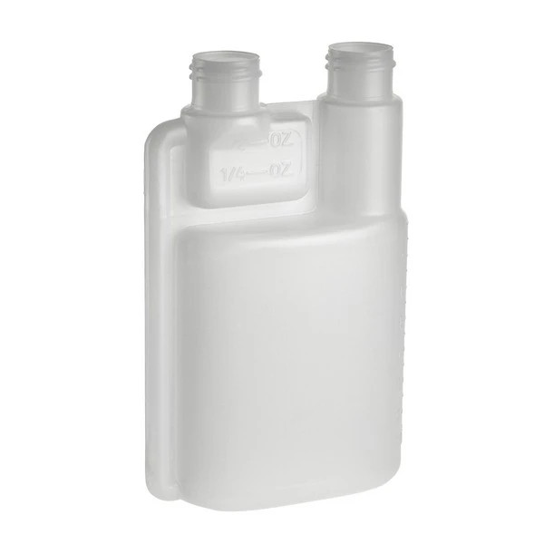 8 oz Natural HDPE Plastic Twin Neck Measure &amp; Pour Graduated Bettix Bottles - 3250B51-B