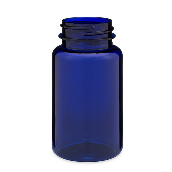 4 oz Blue PET Plastic Wide Mouth Packer Bottles (Cap Not Included) - 3369B03-BBLU
