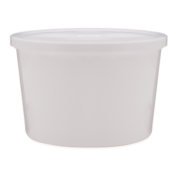 64 oz White PP Plastic Round Snap-Lock Containers (White Snap-Lock Cap) - 29166W