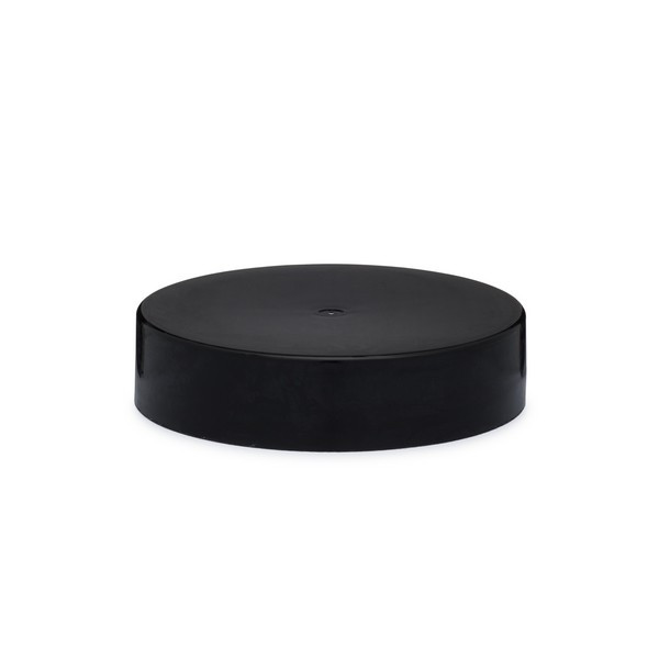 28-400 Black PP Plastic Smooth Flat Screw Top Caps - 3300C09BLK