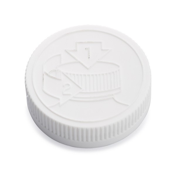 53-400 White PP Plastic Child-Resistant Capable Screw Top Caps with Pulp &amp; Vinyl Liner - X53-400CR