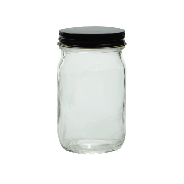 4 oz Clear Glass General Purpose Jars (Black Metal Cap) - 4404B01