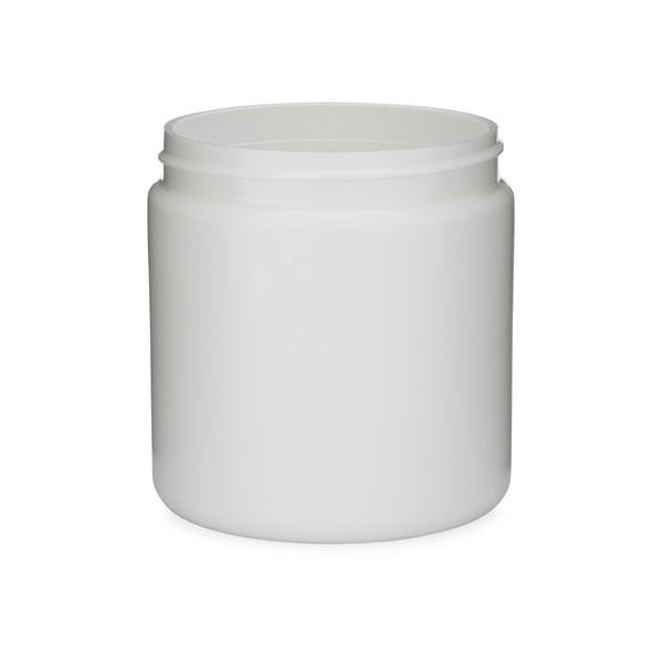 8 oz White HDPE Plastic Wide Mouth Jars (Cap Not Included) - 3301B08-B