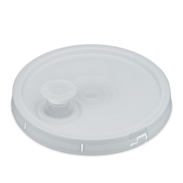 White HDPE Plastic Tear Tab Spout Lids for 5 gal Buckets - 5552L