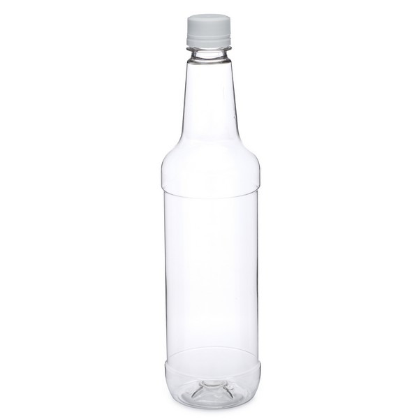 750 ml Clear PET Plastic Liquor Bottles (White Tamper-Evident Cap) - 7100B05