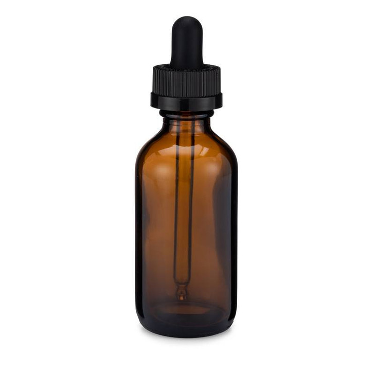2 oz Amber Glass Boston Round Bottles with Child-Resistant Capable Dropper Cap - 4699B36ABR