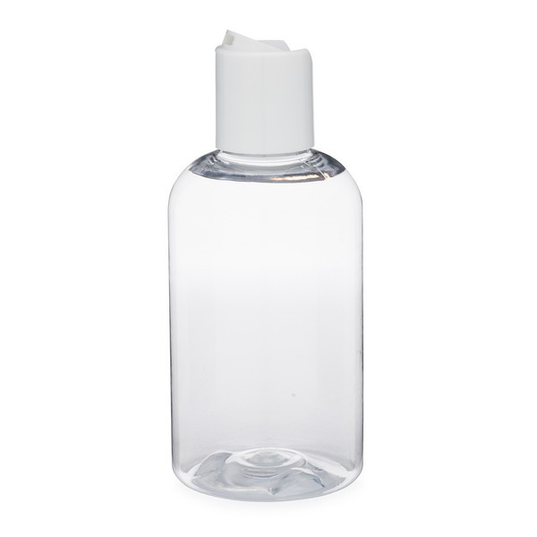 6 oz Clear PET Boston Round &amp; White Disc Lid - P-BC6DISCW