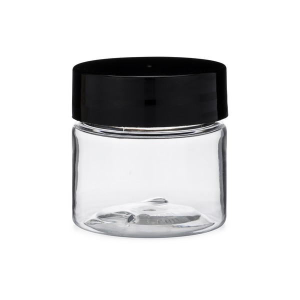 0.5 oz Clear PET Straight Sided Jar (Black Cap) - HWJ12B