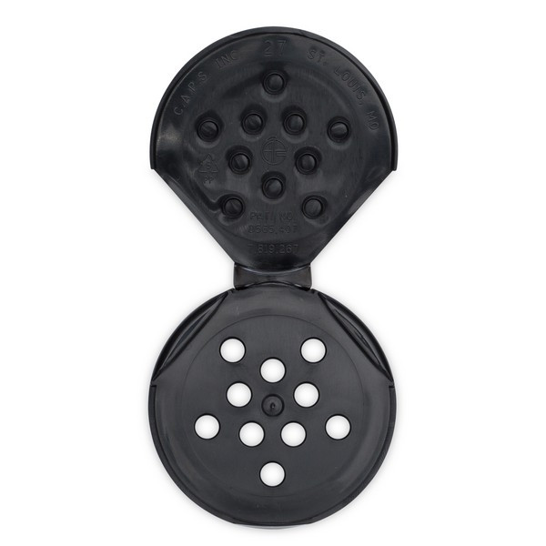 53-485 Black PP Plastic Flip &amp; Sift Spice Caps - 2113C09BLK