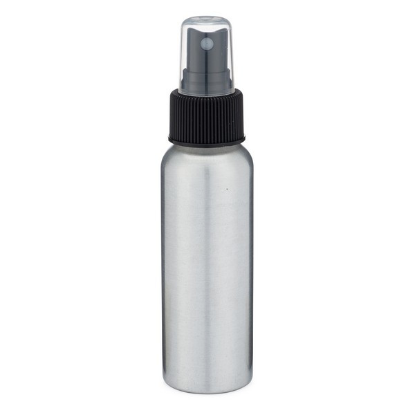2.7 oz Brushed Aluminum Bullet Bottle &amp; Black Fine Mist Sprayer - AL80AB