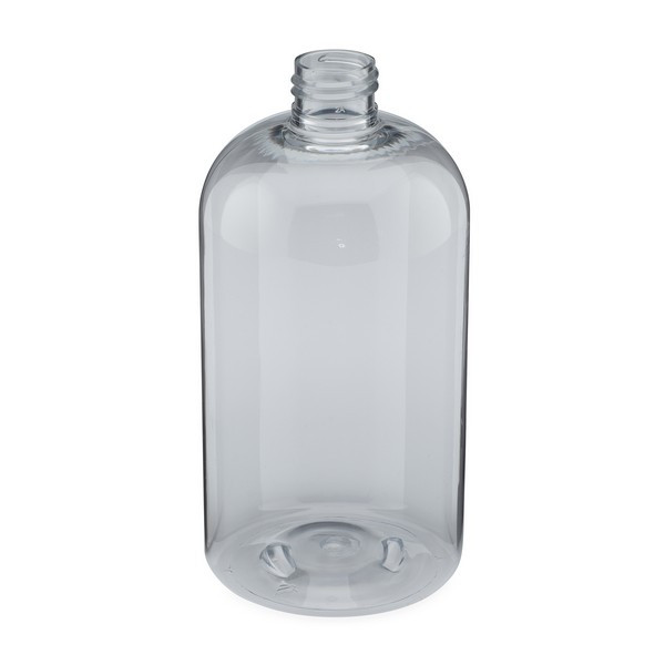 16 oz Clear PET Plastic Squat Boston Round Bottles (Cap Not Included) - 3371B31-BCLR