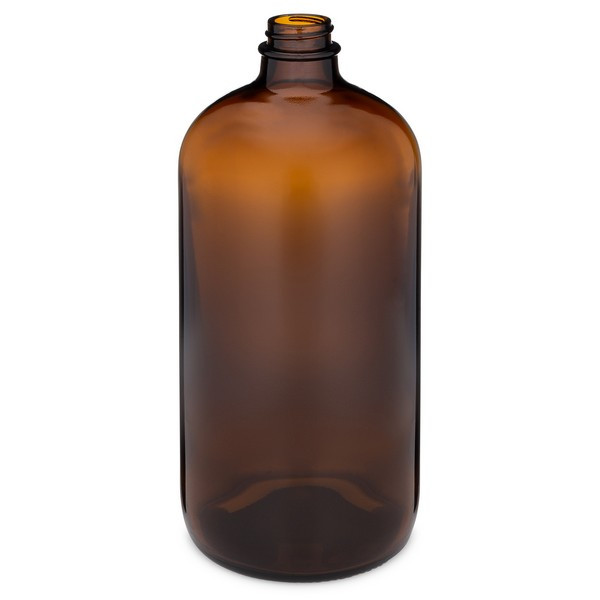 32 oz Amber Glass Boston Round Bottles - YAB32