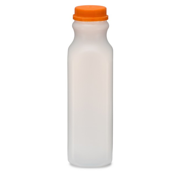 16 oz Natural HDPE Beverage Containers (Orange Ratchet Cap) - 37516