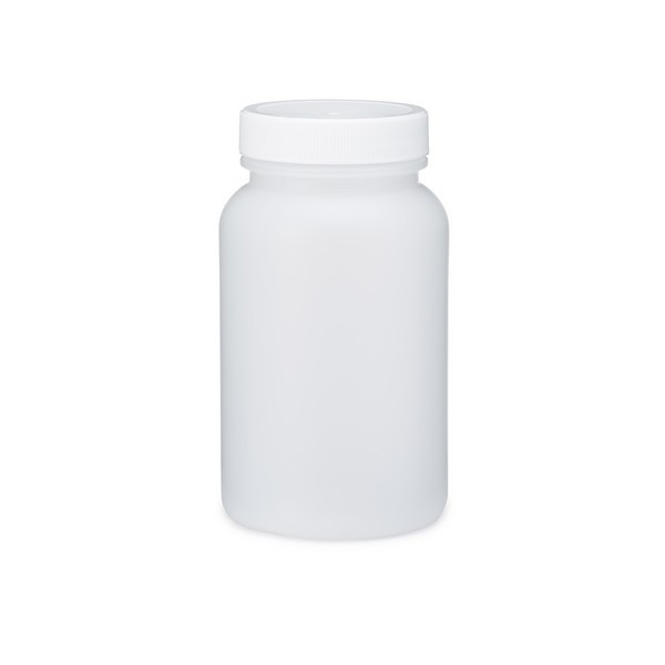 8.5 oz Natural HDPE Plastic Wide Mouth Packer Bottles (White Screw Top Cap) - 3600B15