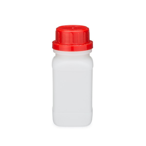 3.4 oz Natural HDPE Plastic Kautex Wide Mouth UN-Rated Leakproof Bottles(Red Tamper-Evident Cap) - 3211B12