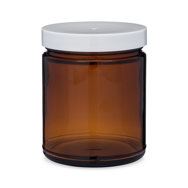 9 oz Amber Glass Straight Sided Jar with PP Cap - A9OZW