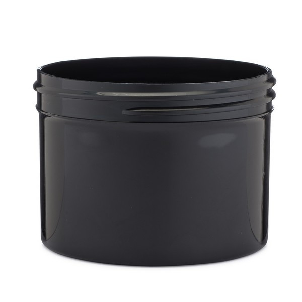 8 oz Black PP Plastic Straight Sided Jars (Short) - 2811B15-BBLK