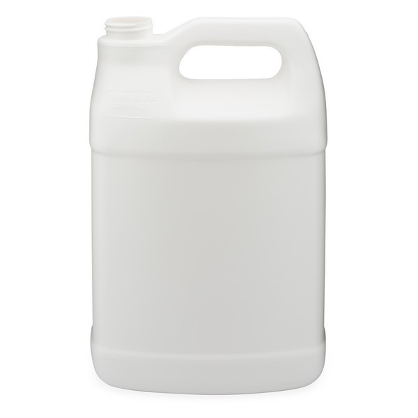 1 gal White HDPE Plastic Fluorinated Barrier F-Style Bottles (Cap Not Included) - 4555B07-B