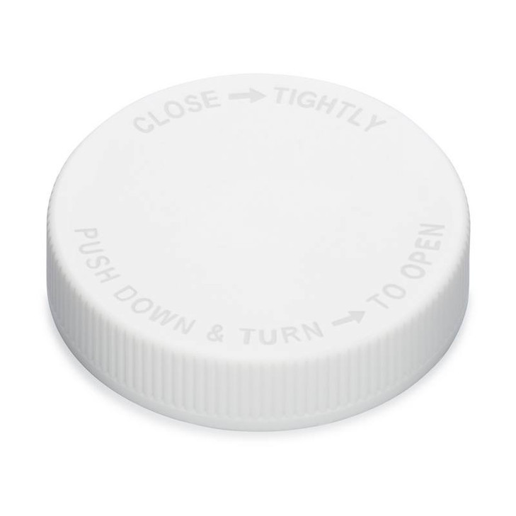 70-400 White PP Plastic Child-Resistant Capable Ribbed Smooth Top Cap - 8635C65WHT