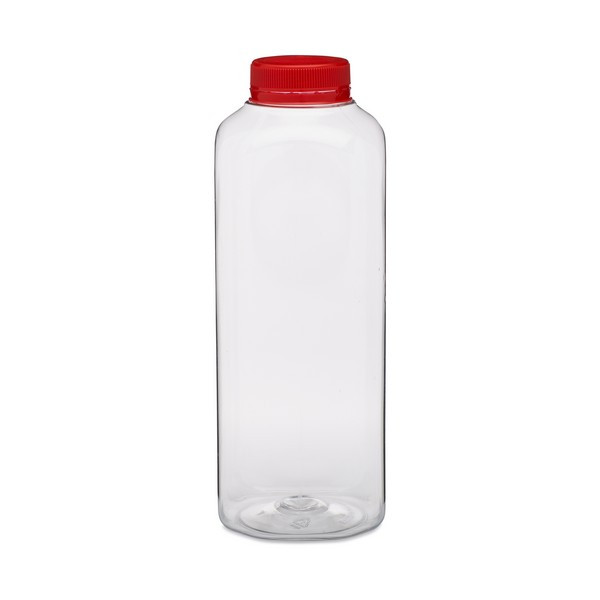 20 oz Clear PET Arched Square Beverage Bottles (w/ Cap) - 3761B07