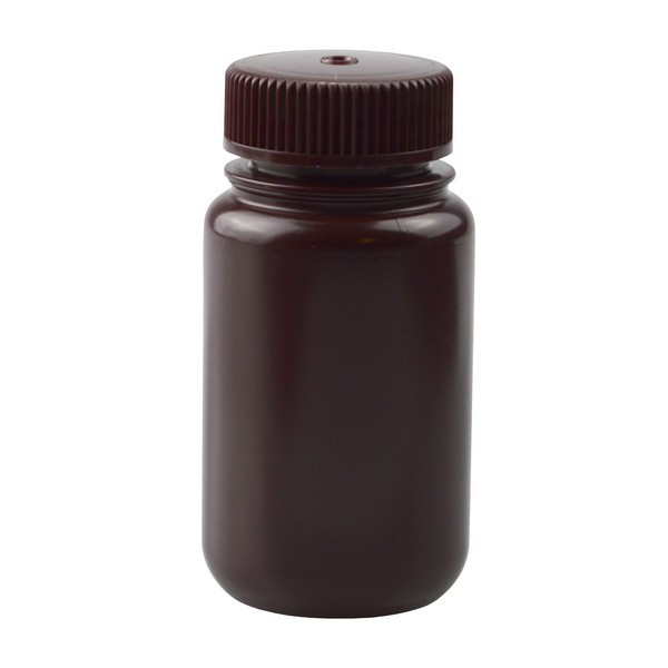 Thermo Scientific Nalgene 4 oz Amber HDPE Plastic Wide Mouth Leakproof Bottles - 312185-4