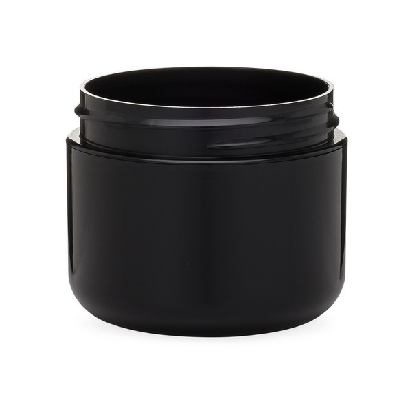 2 oz Black PP/PP Plastic Double Wall Round Base Jars (Cap Not Included) - 2411B06-B