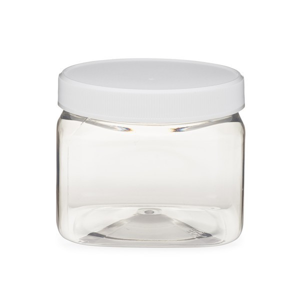 16 oz Clear PET Plastic Square Designer Jars - 2846B07CLR