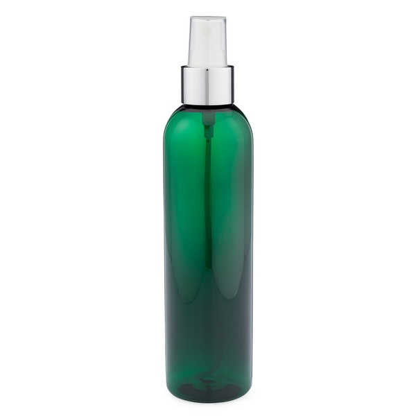 8 oz Green PET Bullet Bottle &amp; Silver Fine Mist Sprayer - P-GR8AS