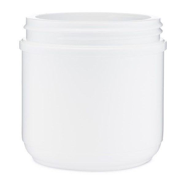 16 oz White HDPE Plastic Wide Mouth Straight Sided Jars (Cap Not Included) - 3302B06-B