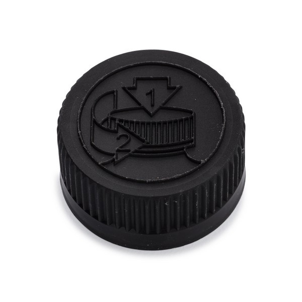 28-400 Black PP Plastic Child-Resistant Capable Screw Top Caps with Pulp &amp; Vinyl Liner - 8634C07