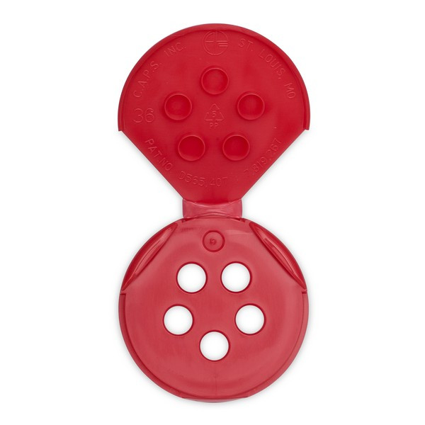 43-485 Red PP Plastic Flip &amp; Sift Spice Caps - 2222C01RED