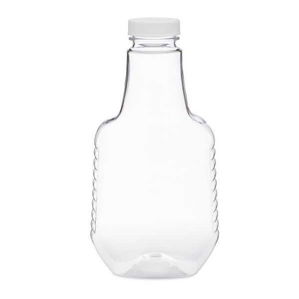 22 oz Clear PET Plastic Barbecue Sauce &amp; Marinade Bottles (White PP Cap) - 34922