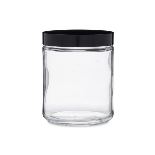 8 oz Clear Glass Straight Sided Squat Jars (Black PP Cap) - 5001B28