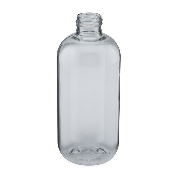 8 oz Clear PET Plastic Boston Round Bottles (Cap Not Included) - 3371B07-BCLR