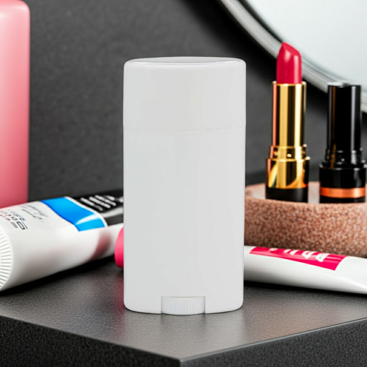 2.65 oz White PP Plastic Deodorant Stick (White Flat Top Cap) - 1124B01WHT