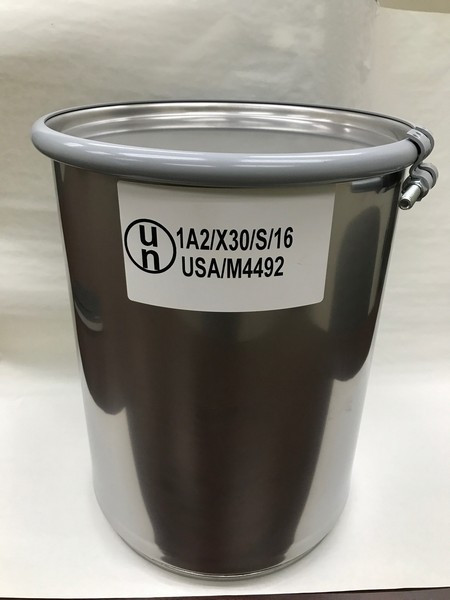 6 gal Silver Stainless Steel Open Head UN Rated Straight Sided Drums (Bolt &amp; Nut Ring Lid) - FM404