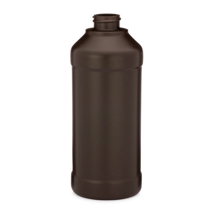 16 oz Amber HDPE Plastic Barrier Modern Round Bottles (Cap Not Included) - 35019B-B
