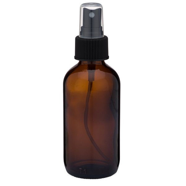 4 oz Amber Glass Boston Round Bottles (Black PP Fine Mist Sprayer) - AB4AB-24