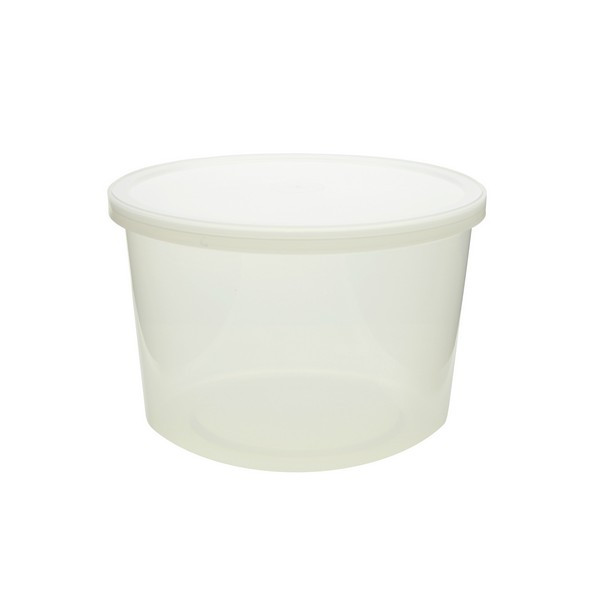 64 oz Natural PP Plastic Round Containers (Snap-Lock Lid) - 29166