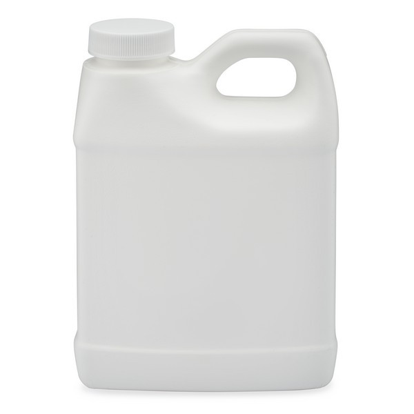16 oz White HDPE Plastic Fluorinated Barrier F-Style Bottles (White Barrier Cap) - 4555B01