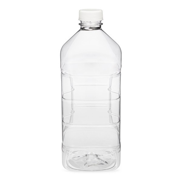 64 oz Clear PET Square Beverage Bottles (Tamper-Evident Cap) - 3498B07WHT
