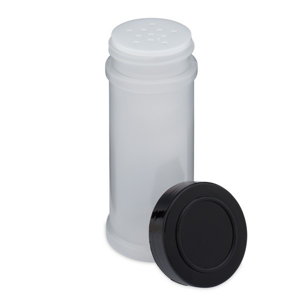8 oz Natural PP Plastic Spice Jars (Black Cap) - 2302B10BLK